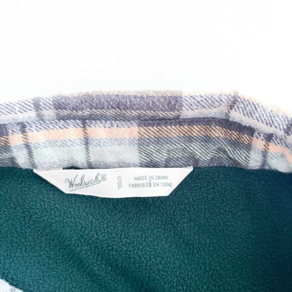 Woolrich Women's Shacket Fleece Lined Blue Flannel Plaid Snap Up Small - Picture 6 of 8